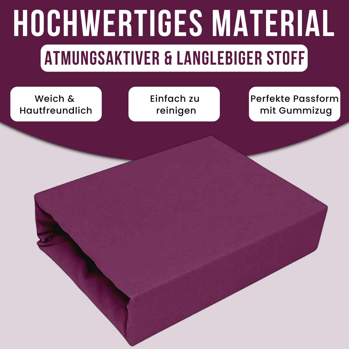 SPANNBETTLAKEN 200/220 cm, Jersey Elastisch 100 % Baumwolle Pflaume - Pflaume, Textil (200/220cm) - Best For Home