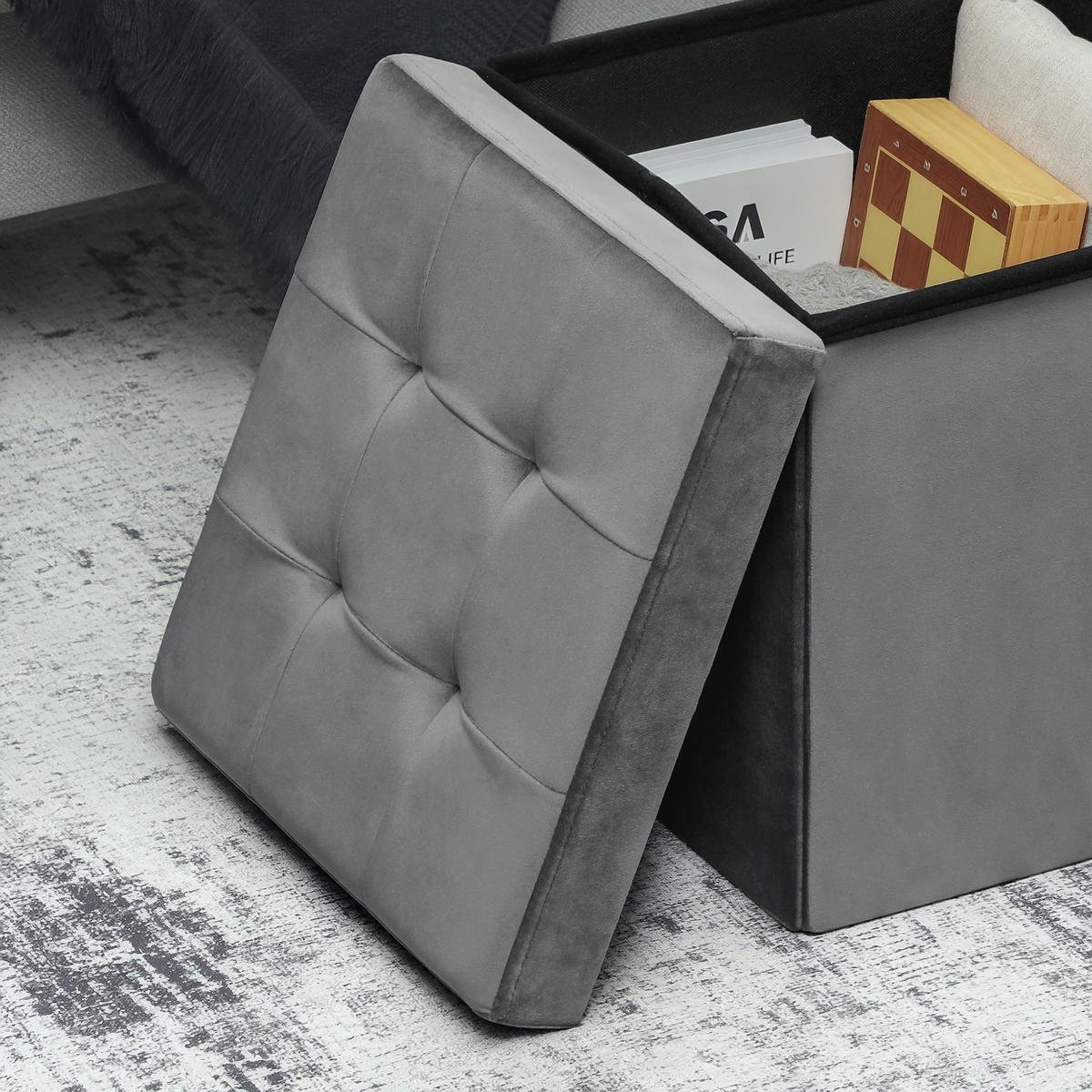 KLAVIERBANK DE-07160 verstellbarer Doppelsitz, Stauraum Schwarz - Grau, Textil (38/38/38cm) - ComfortXL