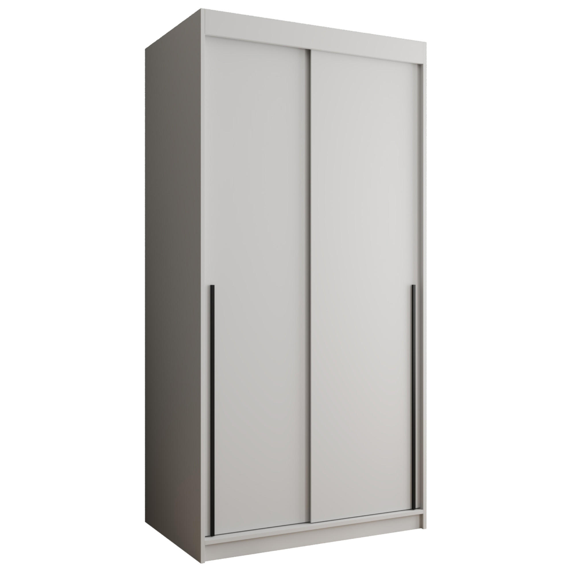 SCHIEBETÜRENSCHRANK 100 cm Breite, weiß mit schwarzem Griff - Schwarz/Weiß, Holzwerkstoff (100/200/62cm) - Home Collective