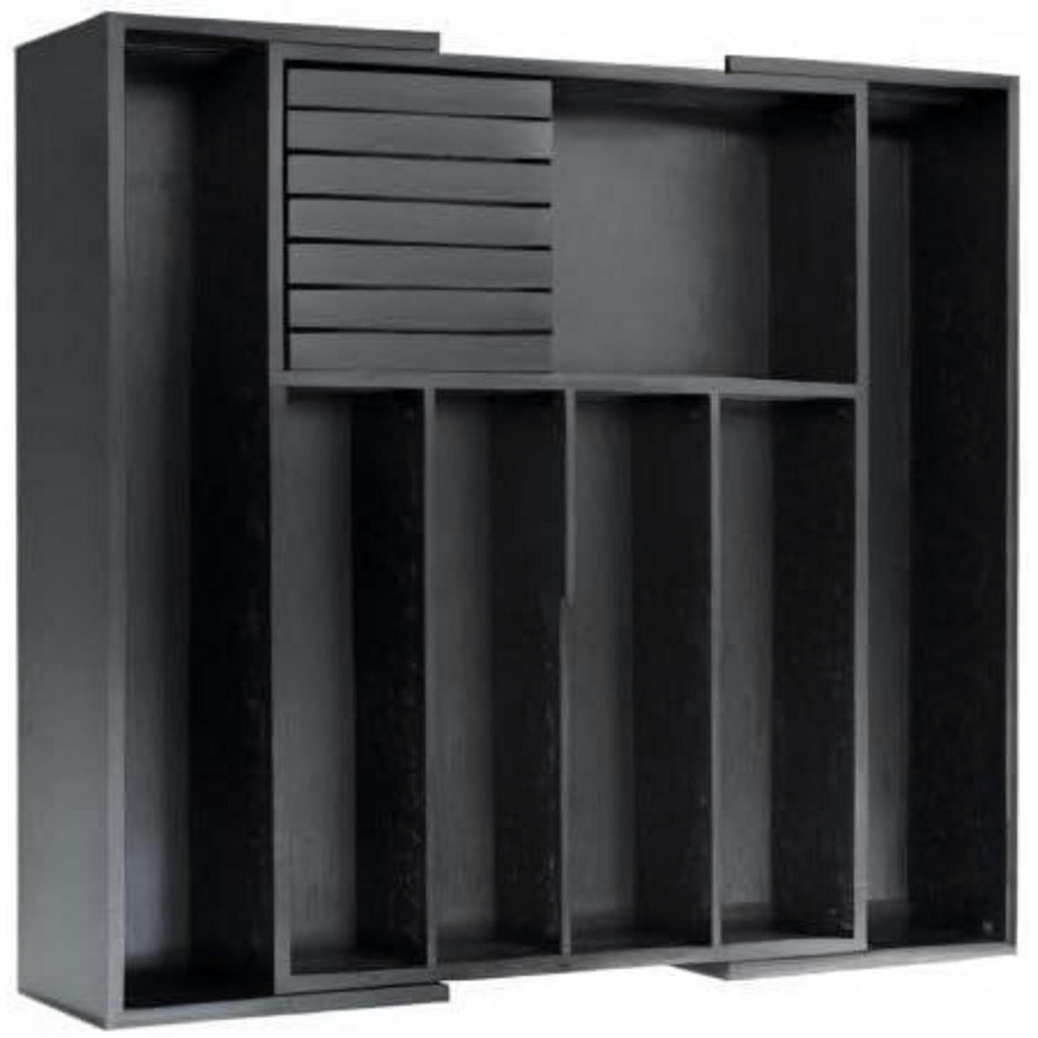 BESTECKEINSATZ erweiterbar 32-55 cm Schwarz - Schwarz, Holz (55/5/43cm)