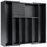 BESTECKEINSATZ erweiterbar 32-55 cm Schwarz - Schwarz, Holz (55/5/43cm)