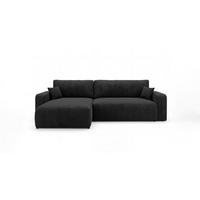 ECKSOFA BERLIN links schwarz Cord Poso 135 - Schlaffunktion, Bettkasten - Schwarz, Textil (285/185cm) - Cornero
