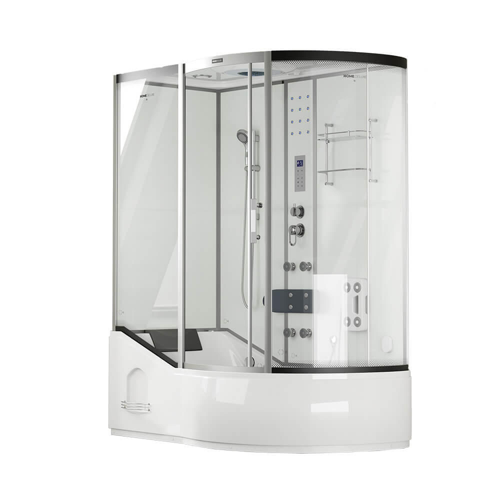 DAMPFDUSCHE ALLIN 4IN1 - Weiß, Rechts - Weiß, Glas (90cm) - Home Deluxe