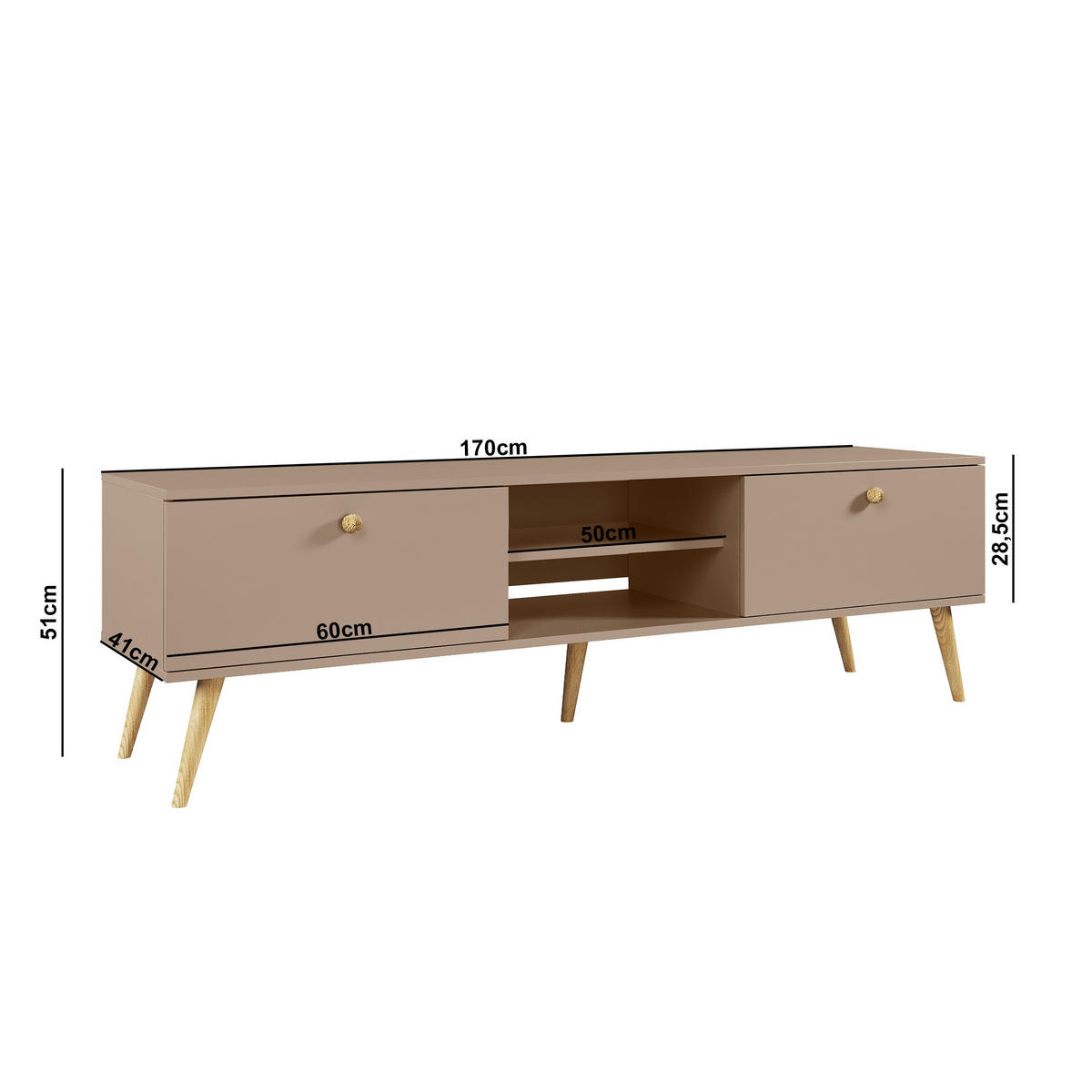 TV-SCHRANK Ikon Macchiato mit Schubladen - Beige, Holzwerkstoff (170/50/41cm) - Bettso