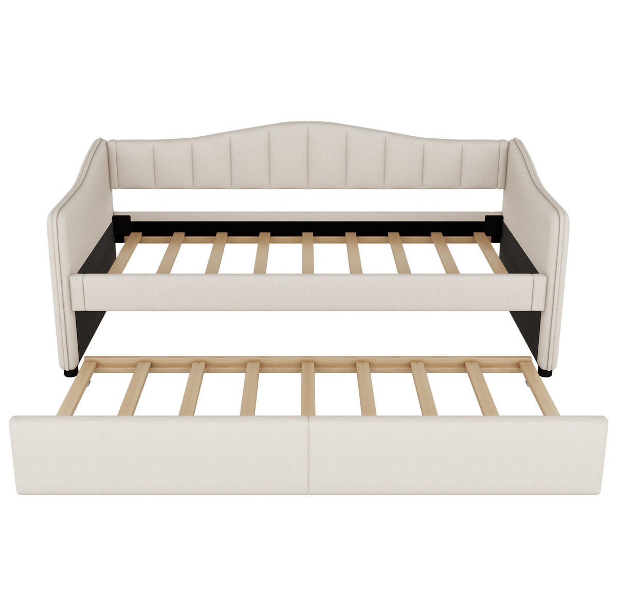 POLSTERBETT 90/200 cm Beige mit Polsterbett und LED-Beleuchtung - Beige, Textil (90/200cm) - Flora Grace