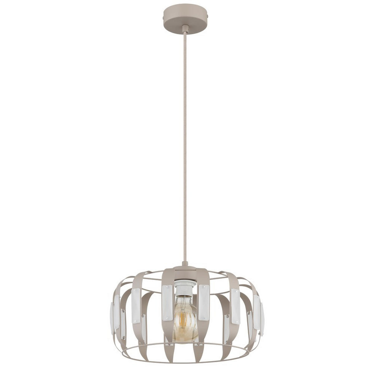 PENDELLEUCHTE ARLEN Metall weiß matt, 1x E27, höhenverstellbar - Weiß, Glas (35/35/120cm) - Globo Lighting