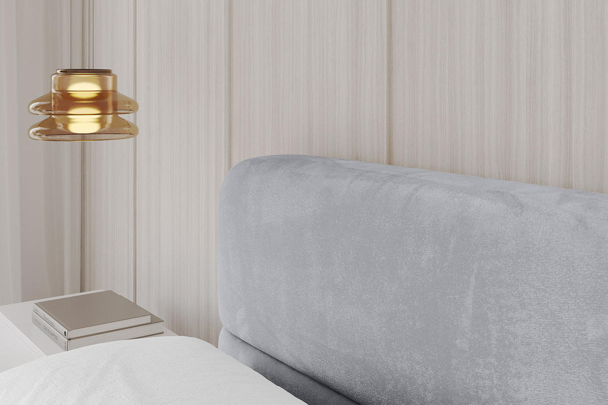POLSTERBETT mit Bettkasten und Lattenrost, Boxbett ohne Matratze - ELVA-v1 200x200 Hellgrau - Hellgrau, Holzwerkstoff/Textil (200/200cm) - ALTDECOR