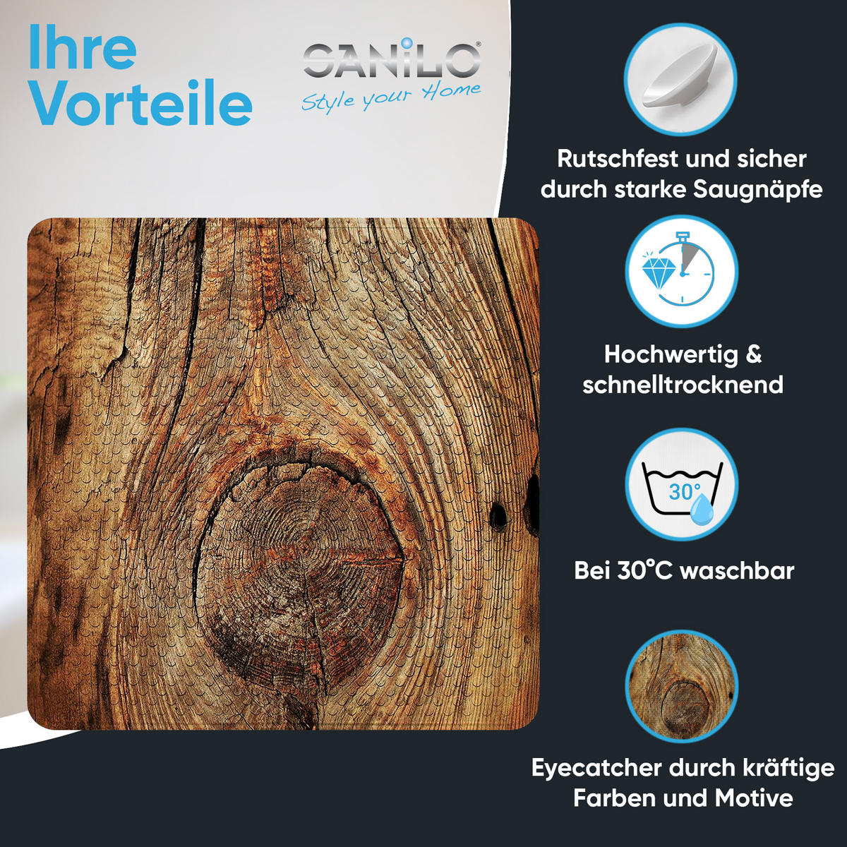 BADEMATTE Rustikal - Beige, Kunststoff (53/53cm) - Sanilo