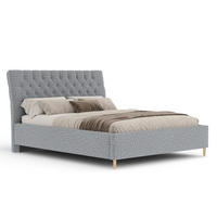 POLSTERBETT Vezzola Grau 180/200 cm im Plüsch-Stoff - Naturfarben/Grau, Holz/Holzwerkstoff (180/200cm) - Maison de Reve