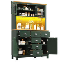 BUFFETSCHRANK 104/40/180 cm grün aus MDF mit LED-Lichtleiste - Grün, Holzwerkstoff (104/180/40cm) - OKWISH