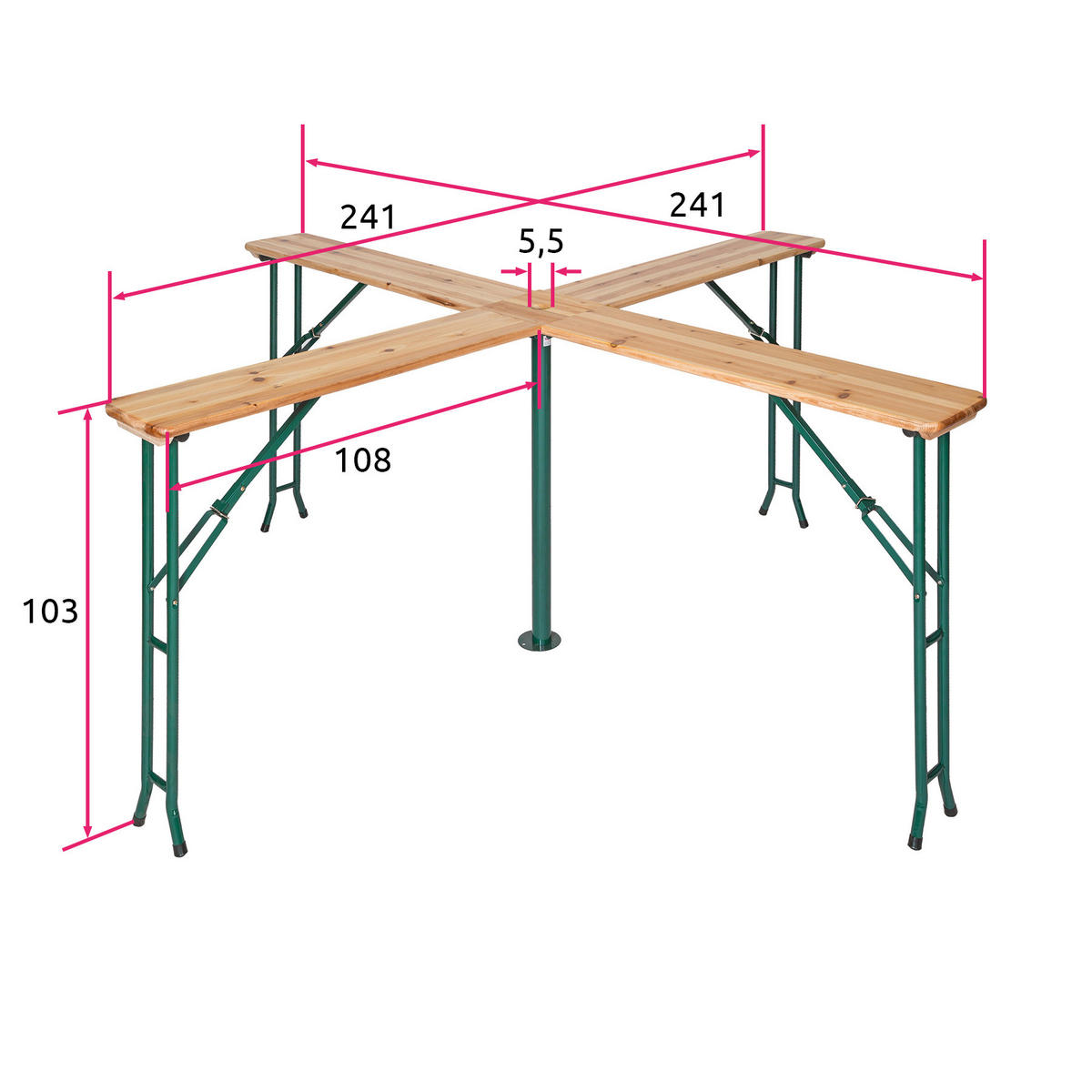 STEHTISCH Quattro,241 x 241 x 103 cm,braun - Braun, Holz - tectake