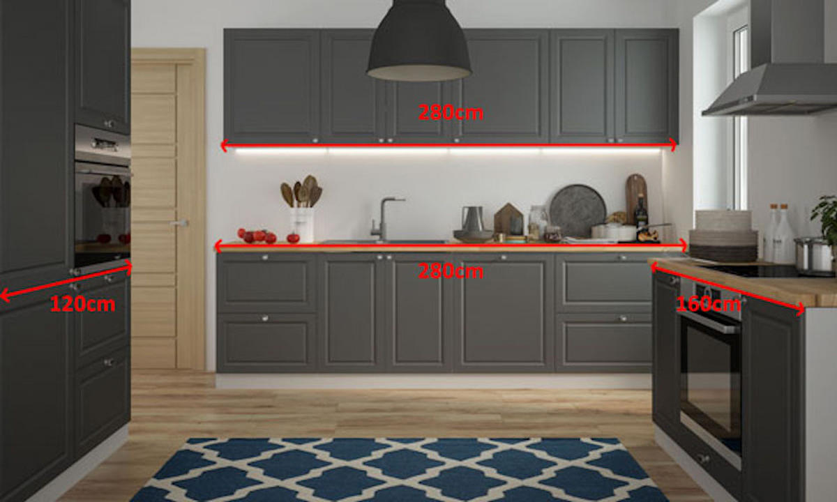 KÜCHENLEERBLOCK Amaro grau / Umbragrau matt 13-teilig - Grau, Holzwerkstoff (280/207/280cm) - Feldmann-Wohnen
