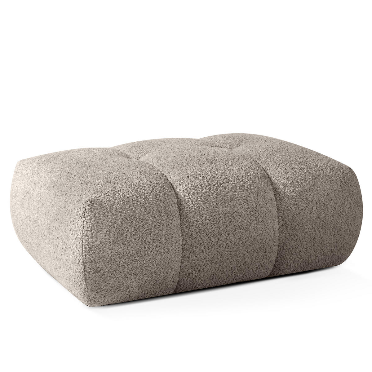 POUF LIRA, Grau, Bouclé - Grau, Holz/Holzwerkstoff (96/43/50cm) - KONSIMO®