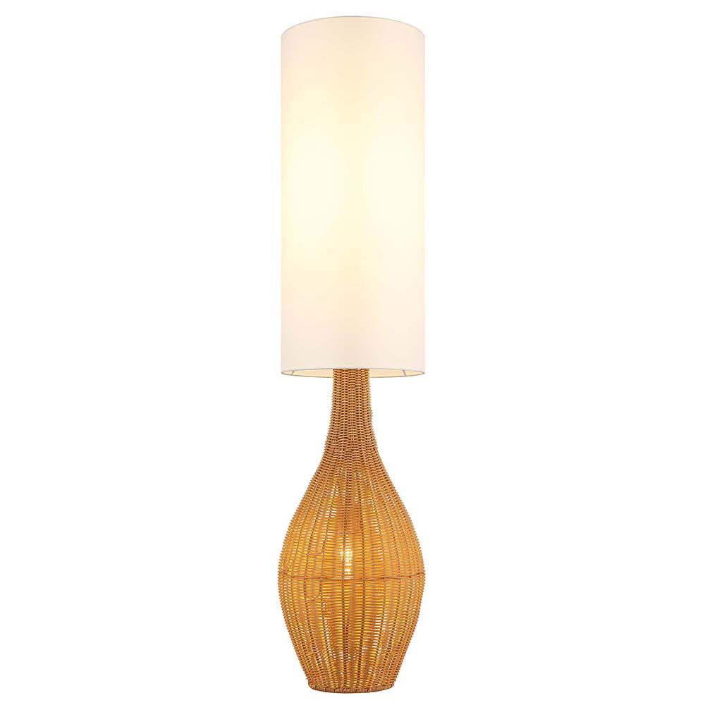 LED STEHLEUCHTE ANKO Rattan Optik Braun Weiß - Braun, Metall (27/27/125cm) - Nowa