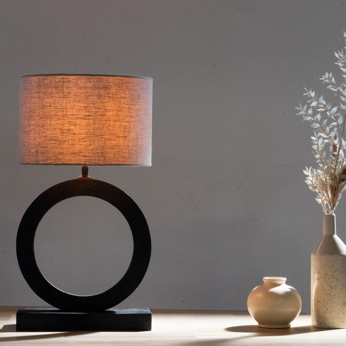 TISCHLAMPE aus Holz 35cm, schwarz - Schwarz, Holz (30/30/55cm) - Giga Meubel