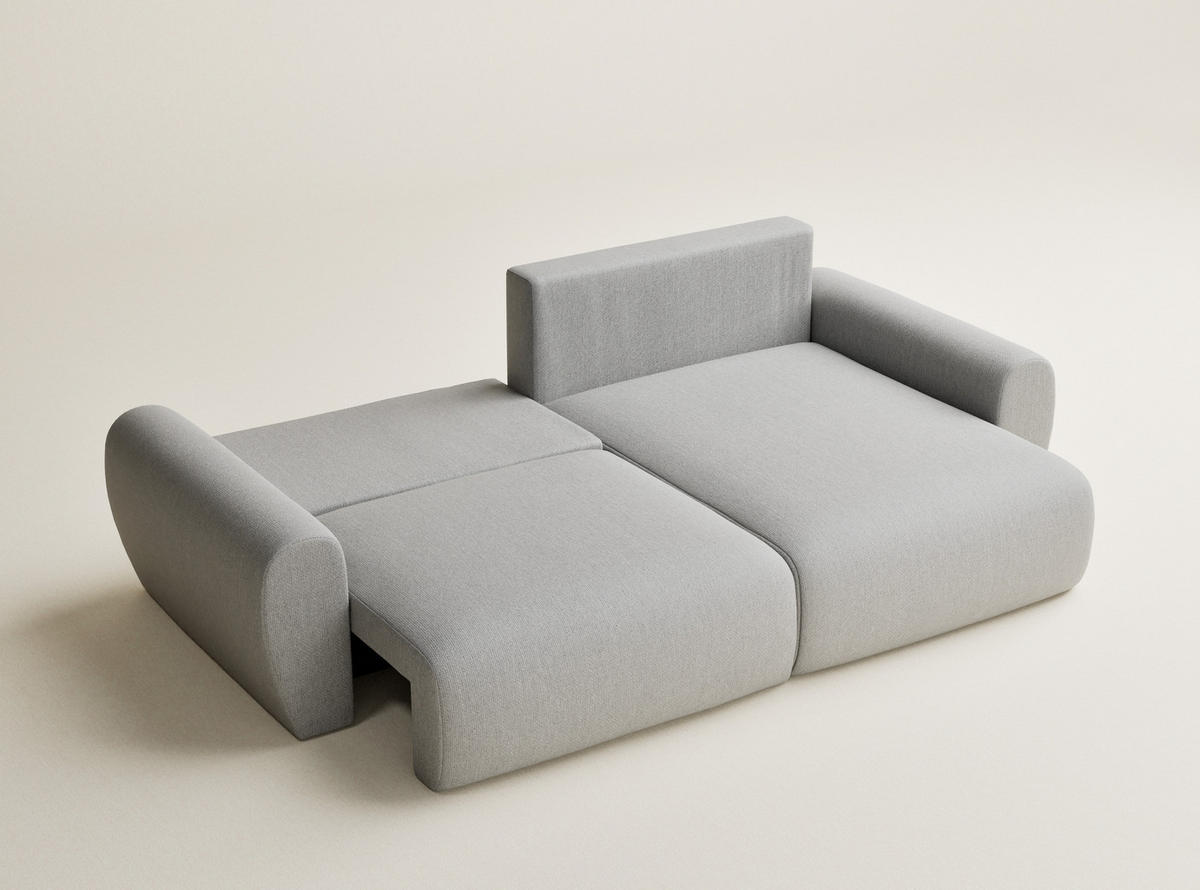 ECKSOFA MIT SCHLAFFUNKTION Numba Hellgrau Webstoff - Hellgrau/Schwarz, Holz/Holzwerkstoff (253/153cm) - Maison de Reve