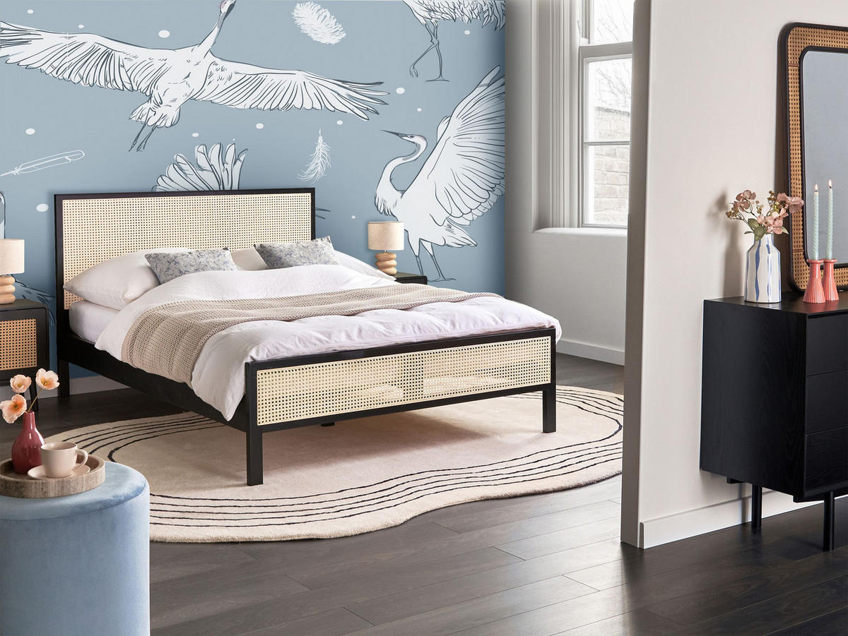 BETT mit Lattenrost 140/200 cm Hellbraun Salernas - Hellbraun/Schwarz, Holz (140/200cm) - Beliani