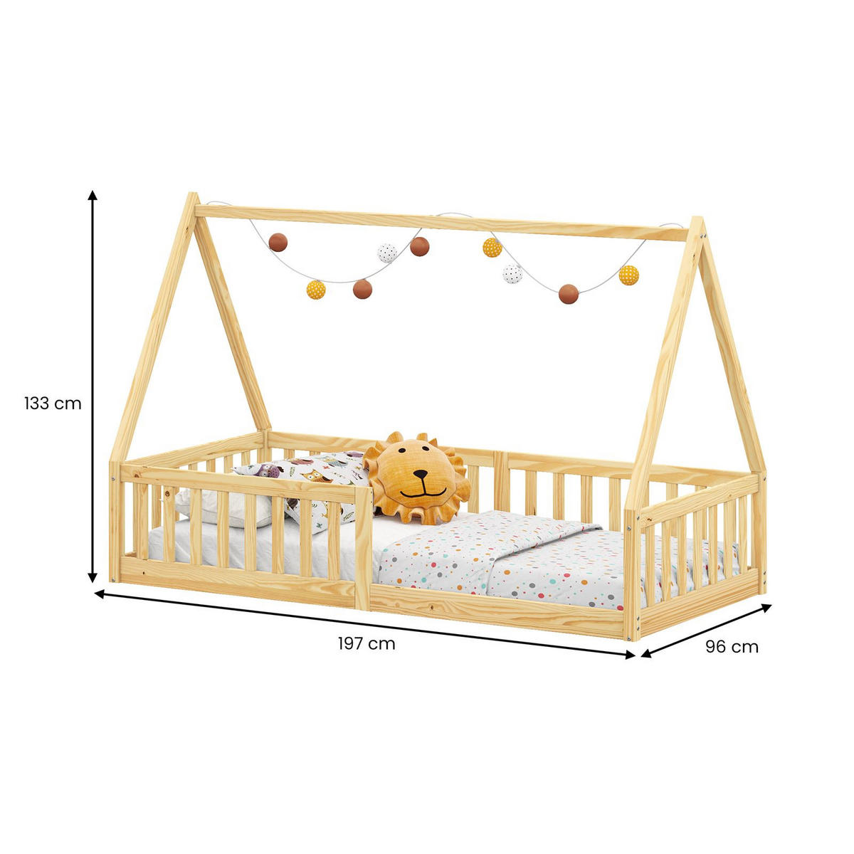 HAUSBETT NICOLAS 90X190 CM - Naturfarben, Holz (90/190cm) - IDIMEX