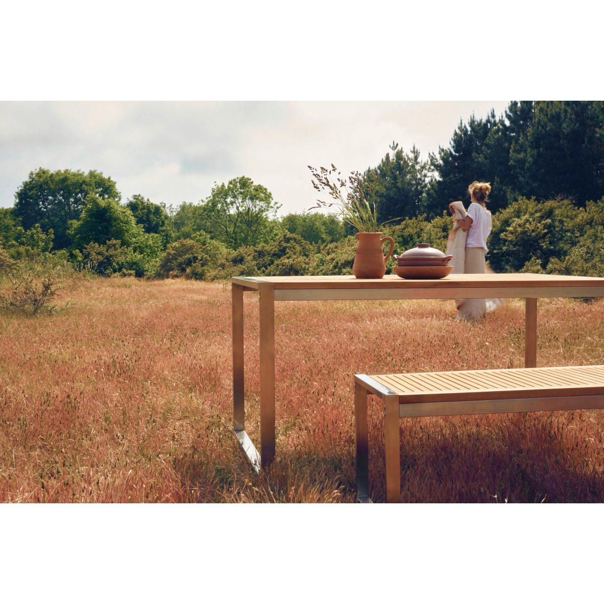 GARTENMÖBEL-SET 3-tlg Arno Natur aus Teak - Naturfarben, Holz - Tikamoon