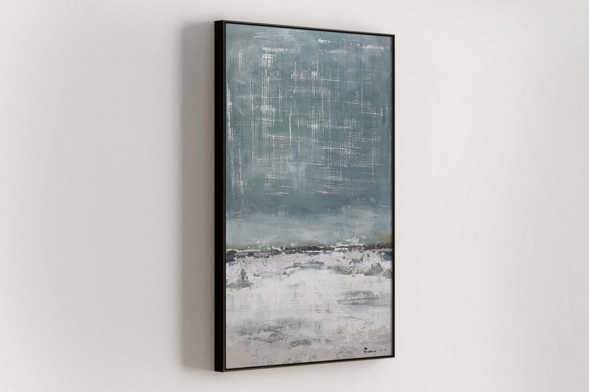 ACRYLBILD HANDGEMALT 60/90 cm - Blau/Beige, Holz/Textil (60/90cm) - KUNSTLOFT