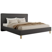 ČALÚNENÁ POSTEĽ LUMARO CLASSIC 160/200 - Tmavosivá Ekokoža - Matrac Pocket - jadrový buk/tmavosivá, drevo/textil (160/200cm) - MKS