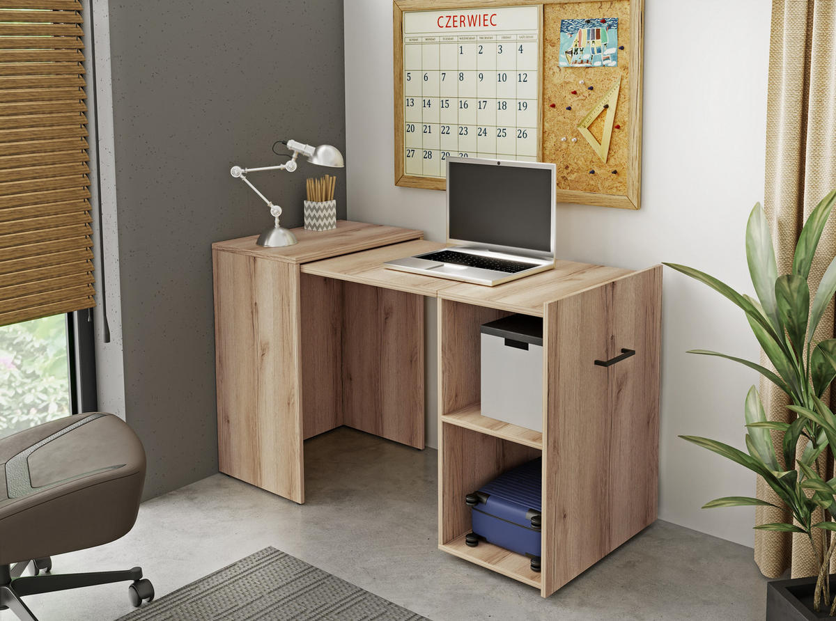 SCHREIBTISCH INTELLO 131,5x60x75 cm Bürotisch Computertisch, Eichefarben - Eichefarben, Holzwerkstoff (60/131.5/75cm) - MASSENO