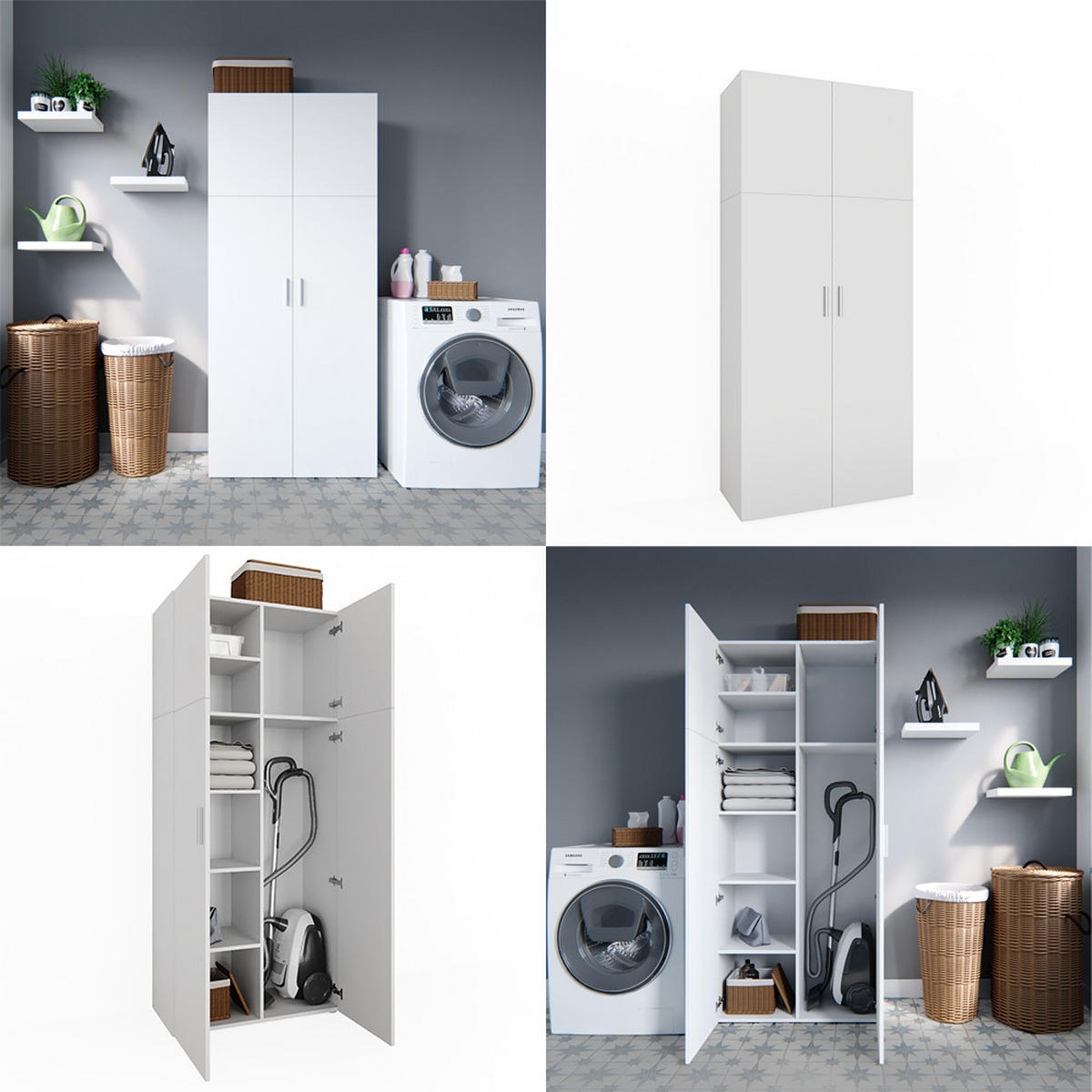 AKTENSCHRANK Ingo Weiß 80 x 182.4 cm - Weiß, Holzwerkstoff (80/182.4/37cm) - Vicco