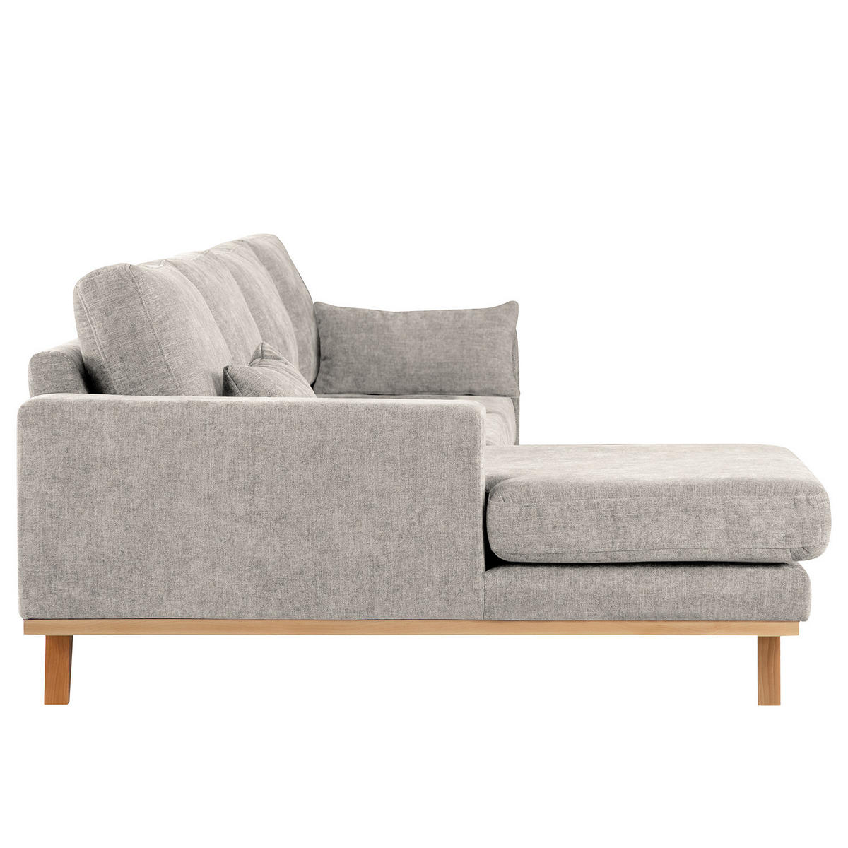 ECKSOFA mit Longchair - Buchefarben/Grau, Textil (281/153cm) - home24