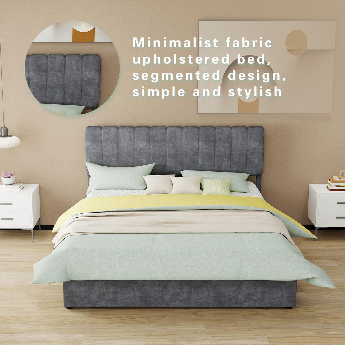 POLSTERBETT mit Samtbezug modernes Design Grau 160x200 cm Metall - Grau, Metall (160/200cm) - SONNENH