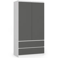 KLEIDERSCHRANK Weiß, Graphit Grau 180/90/51 - Weiß/Grau, Holzwerkstoff (90/180/51cm) - RAUMHIRSCH FURNITURE