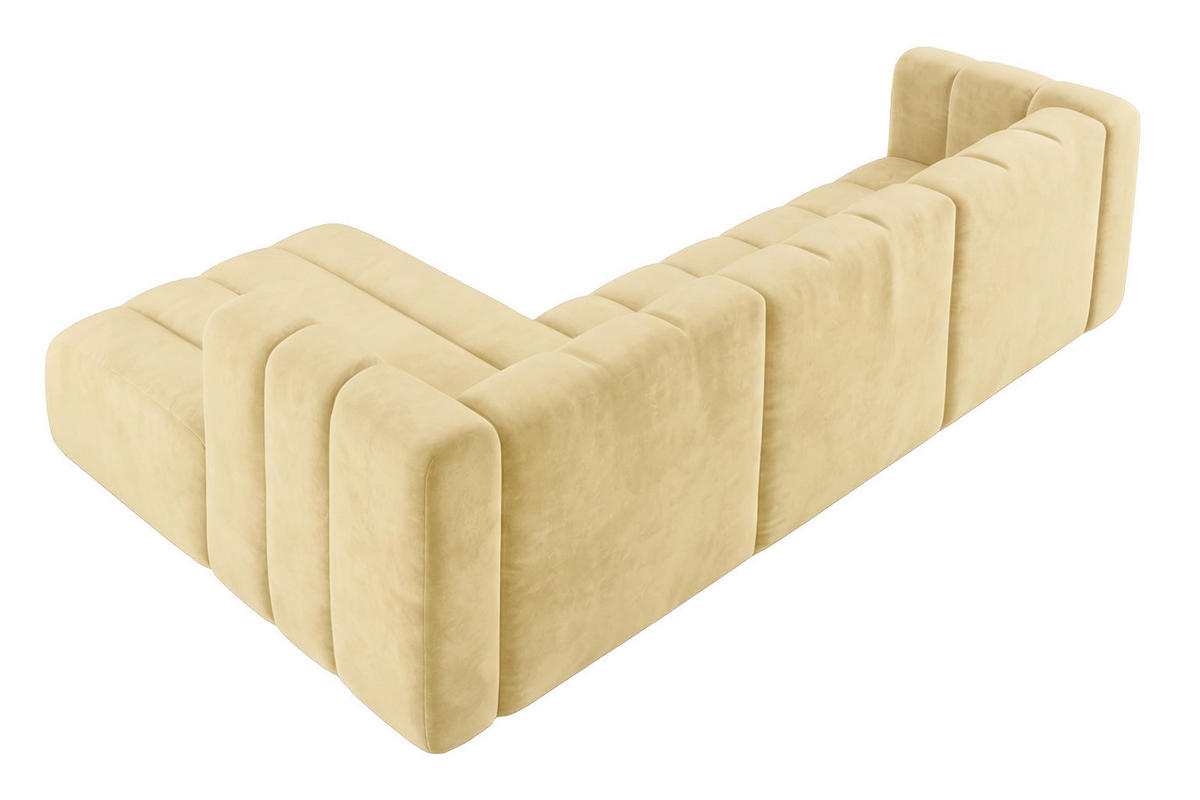ECKSOFA Modulares In L-Form, Velvet-Stoff Riviera, Buttergelb, Links, GRAND 318 cm - Hellgelb, Holz (318/179cm) - Kaiser Möbel