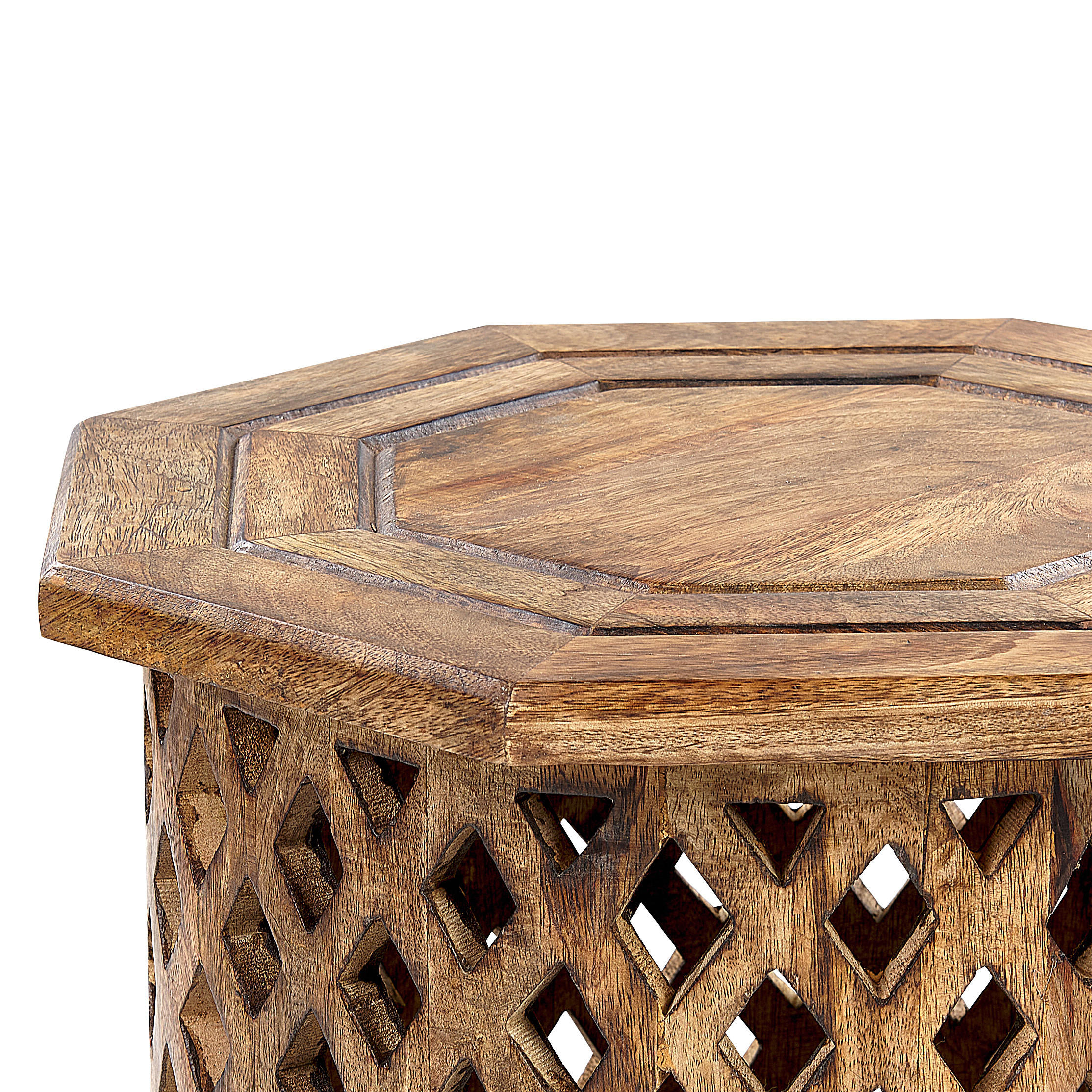 BEISTELLTISCH Mangoholz dunkler Holzfarbton rund 42 cm Khanpur - Dunkelbraun, Holz (42/42/46cm) - Beliani