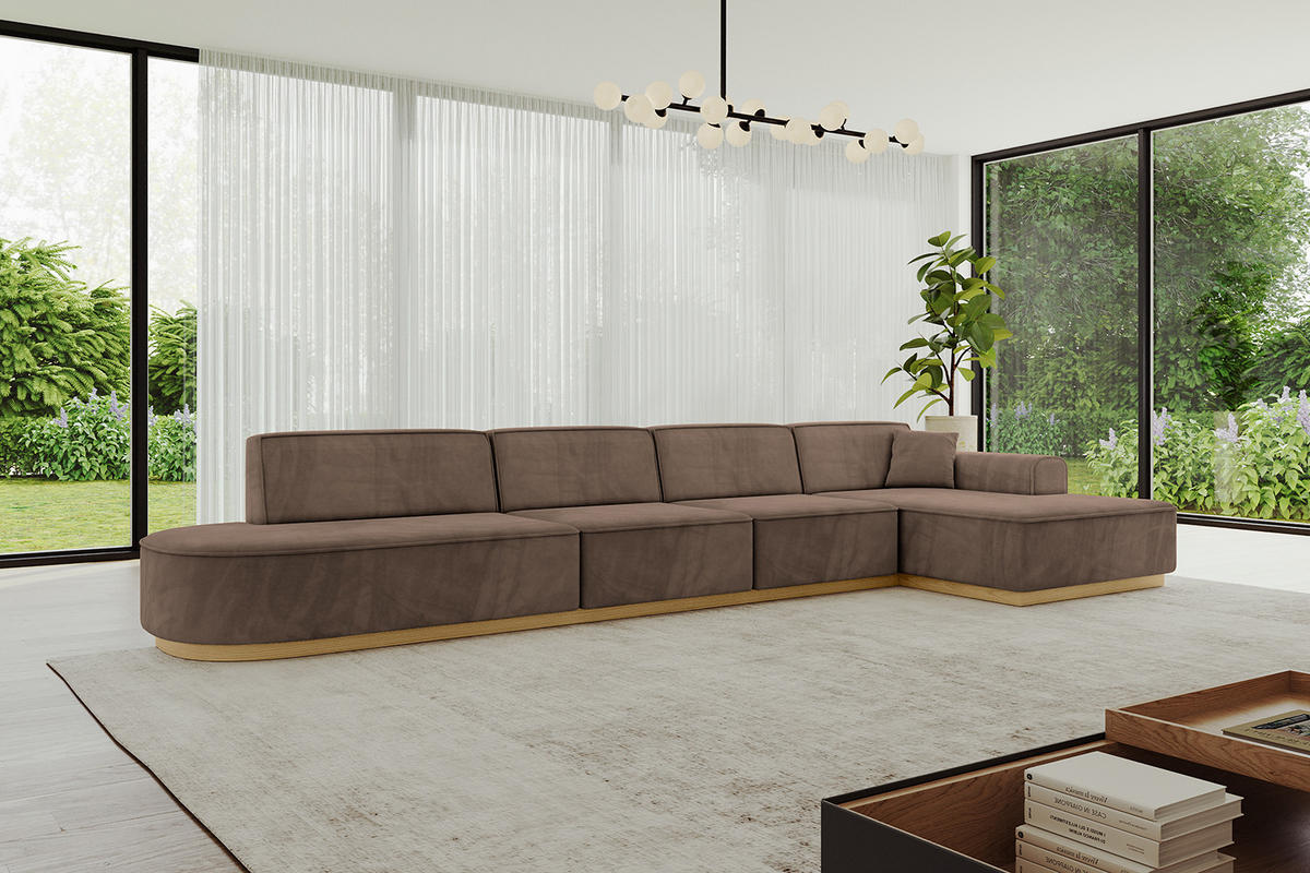 ECKSOFA Ottomane Rechts IREA-L3-v2 - 403x165x81 cm Braun - Braun, Holzwerkstoff/Textil (403/165cm) - ALTDECOR
