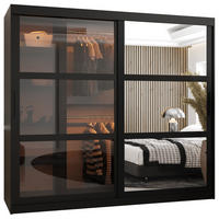 SCHWEBETÜRENSCHRANK 200/200/62 2-türig - Schwarz, Holz/Kunststoff (200/200/62cm) - Abiks Möbel