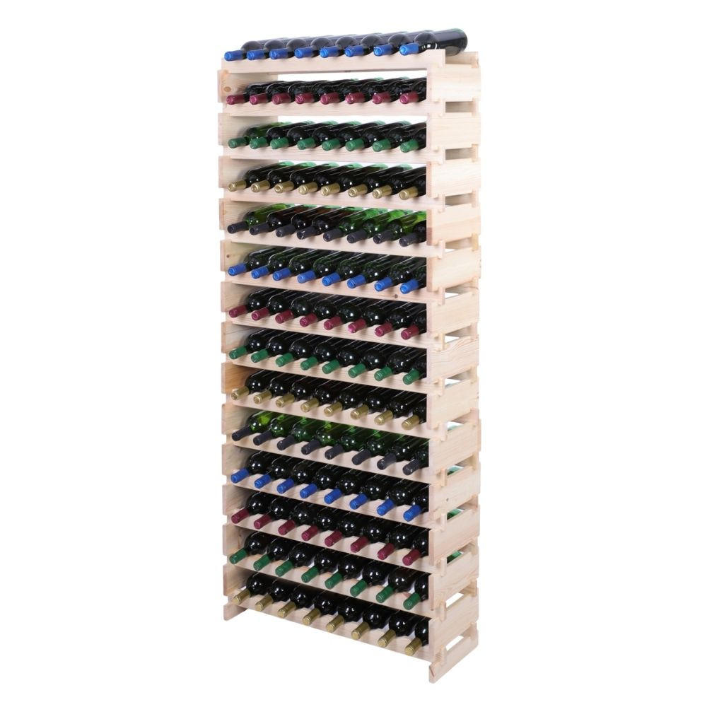 WEINREGAL VINOTECA FLEX PRO HxBxT 191x84x28cm 112 Flaschen auf 14 Ebenen Natur unbehandelt - Naturfarben, Holz (84/191/28cm) - PROREGAL