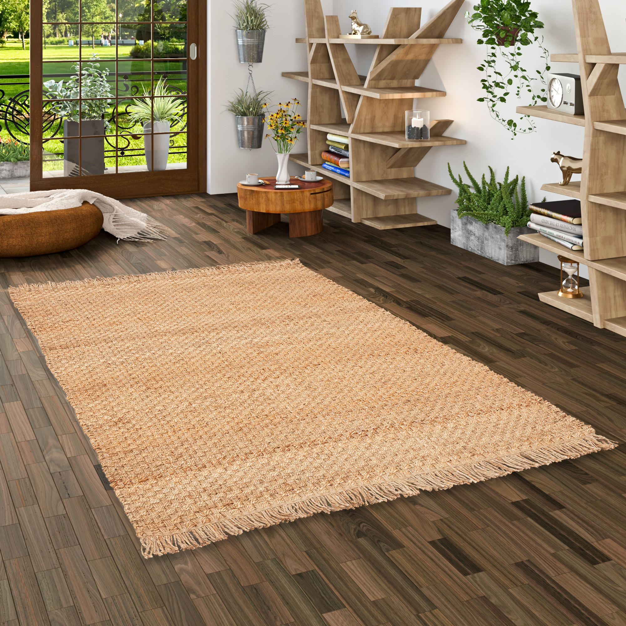 NATURFASER TEPPICH JUTE SALSA MIT FRANSEN - Beige, Textil (120/170cm) - Pergamon