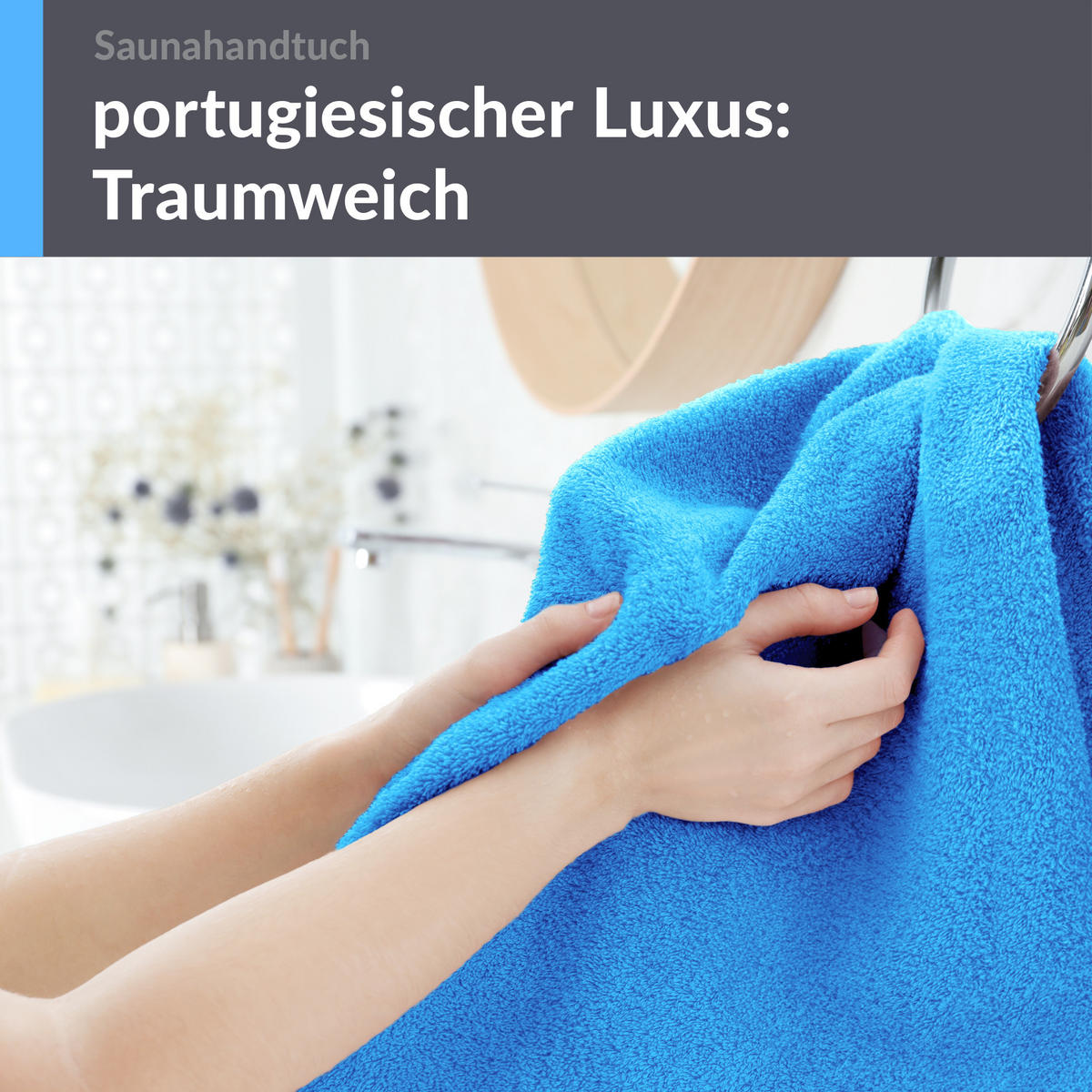 BADETUCH London Capri Blau 100x200 cm - Pastellblau, Textil (100/200cm) - Lashuma