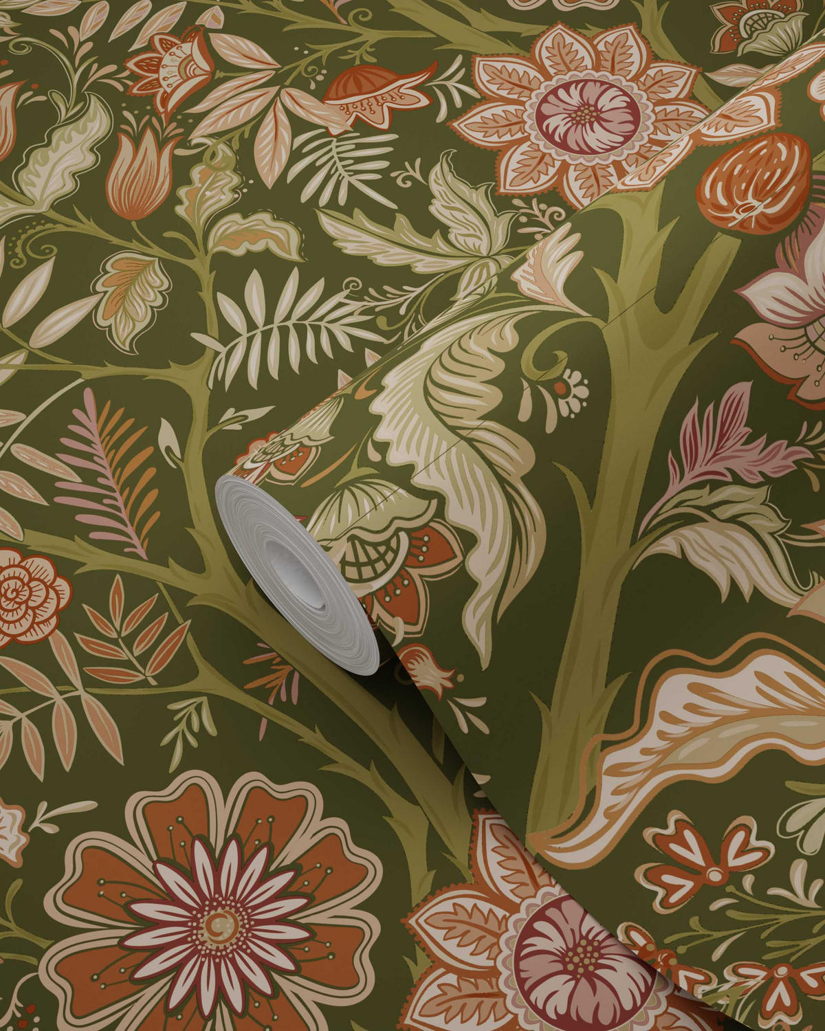 TAPETE Blumenmuster 53 cm x 10.05 m - Grün, Papier (53/1000cm) - ESTAhome