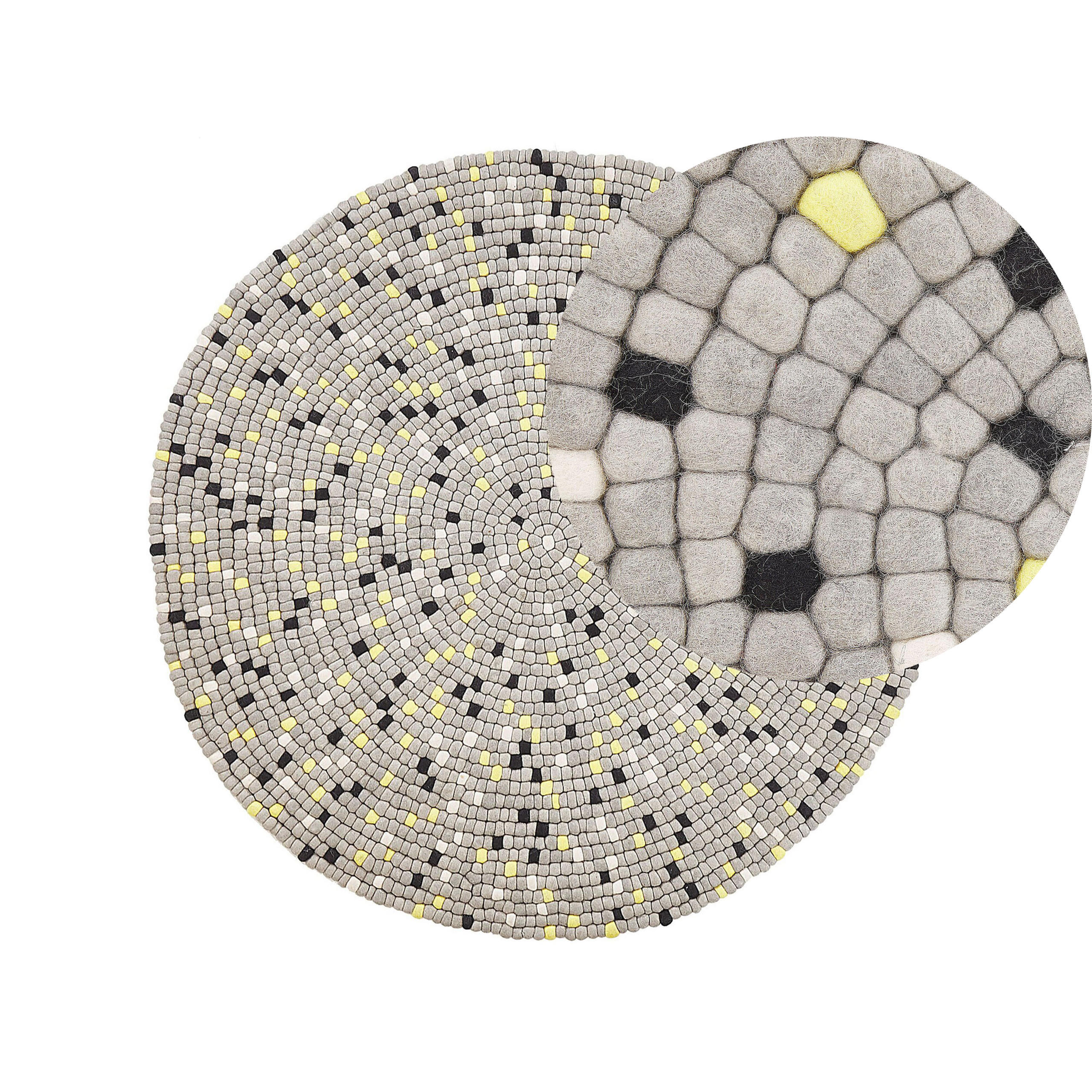 FILZKUGELTEPPICH-PENEK 140/140 cm - Grau, Textil (140/140cm) - Beliani