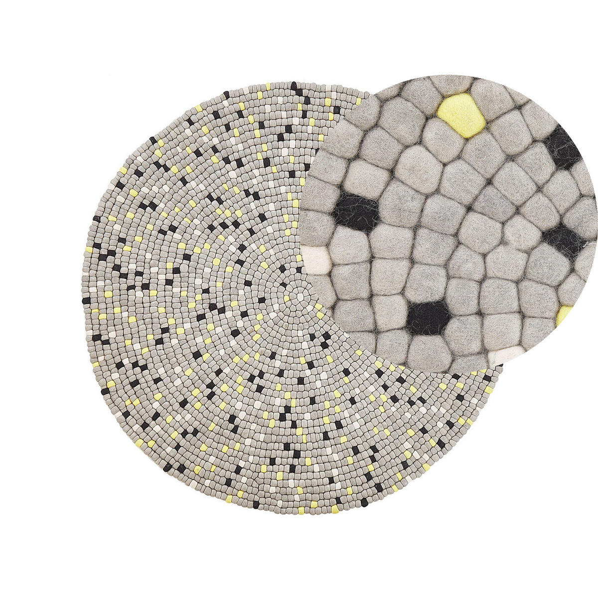 FILZKUGELTEPPICH-PENEK 140/140 cm - Grau, Textil (140/140cm) - Beliani