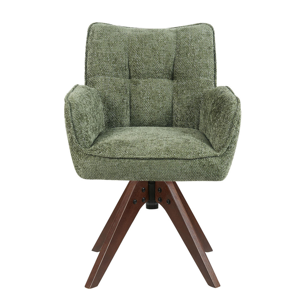 DREHSTUHL Mika-Theo 2er-Set - Nussbaumfarben/Grün, Eichenholz/Holz (59/84/66cm) - DUBI Möbel