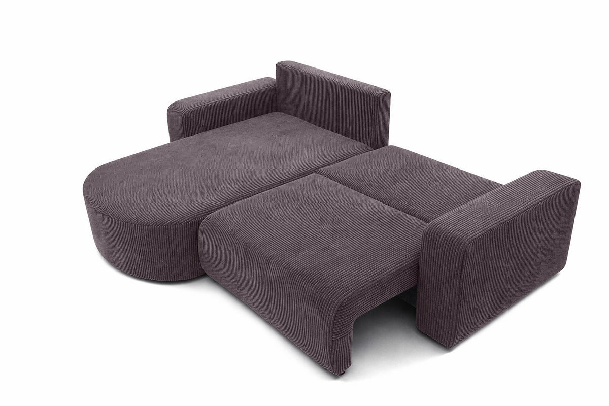 ECKSOFA Mit Schlaffunktion, Cordstoff Poso, Dunkelgrau, Links, ROUND ONE - Dunkelgrau, Holz (244/175cm) - Kaiser Möbel
