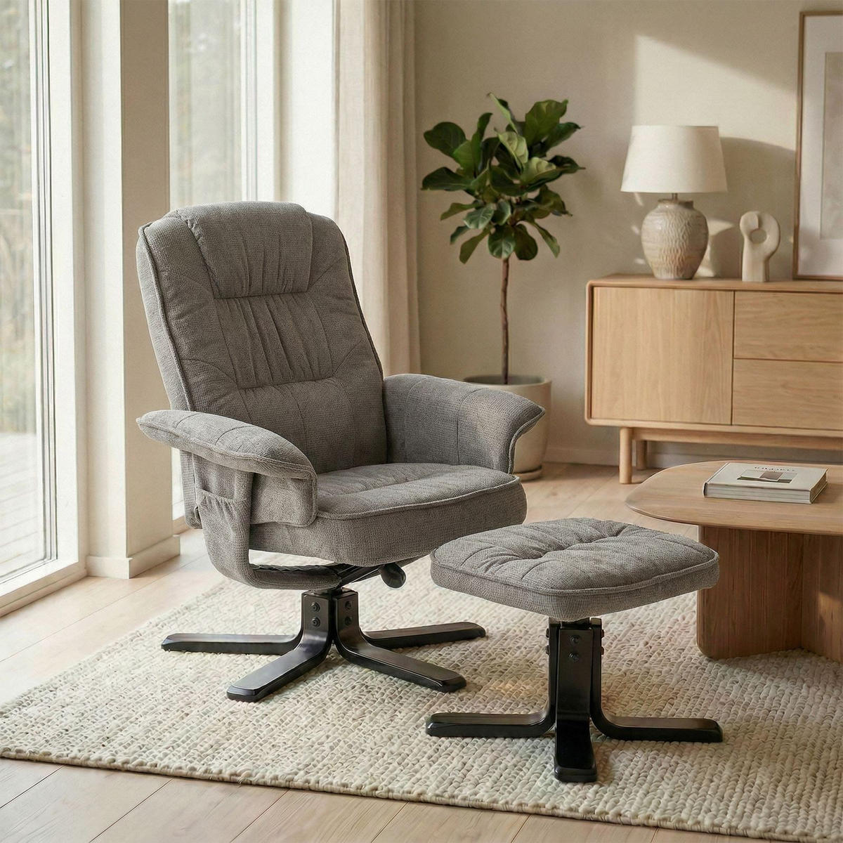 RELAXSESSEL CHARLY - Schwarz/Grau, Textil (76/87/61cm) - IDIMEX