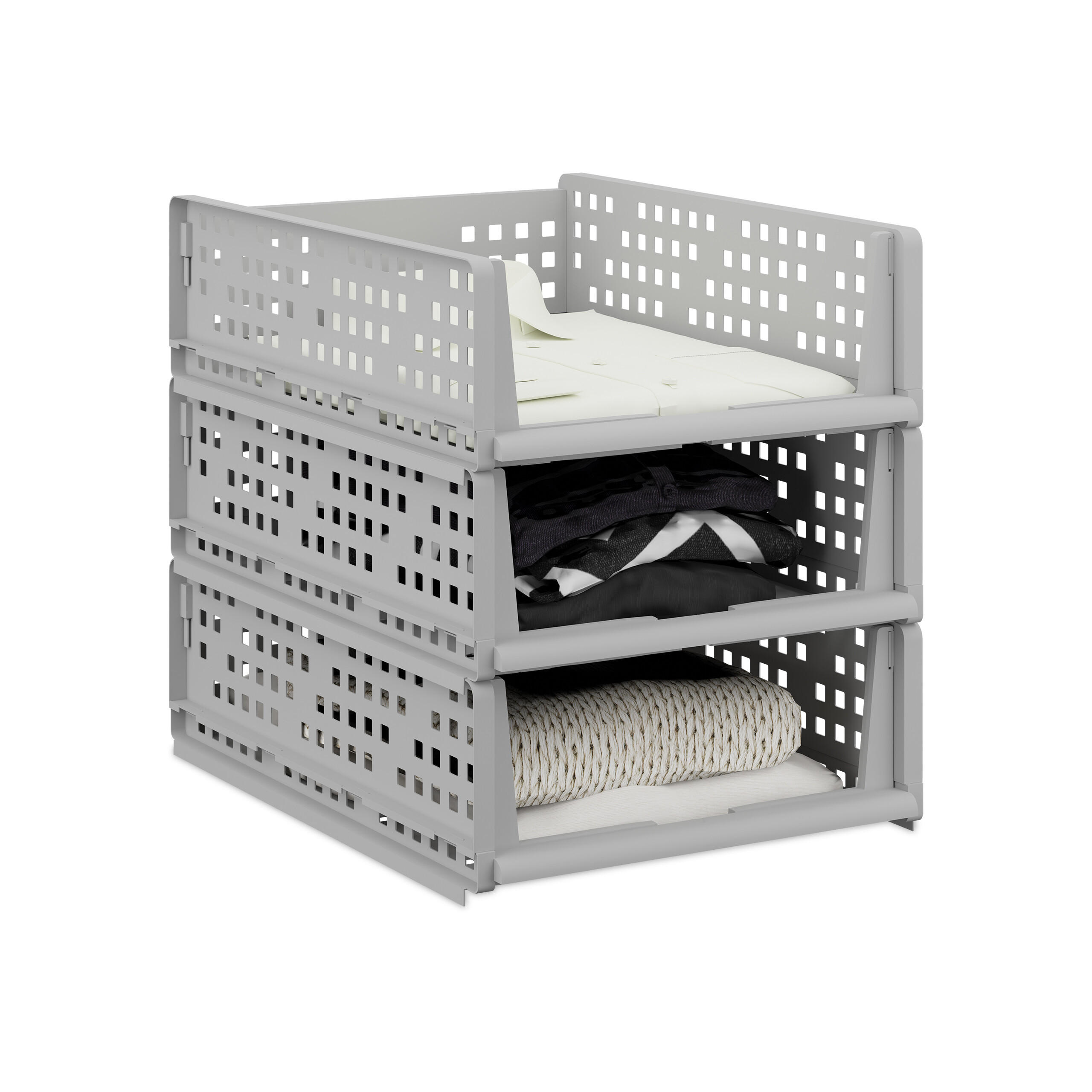 3XSCHRANK Organizer - Grau, Kunststoff (33.5/13/43.5cm) - Relaxdays