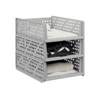 3XSCHRANK Organizer - Grau, Kunststoff (33.5/13/43.5cm) - Relaxdays