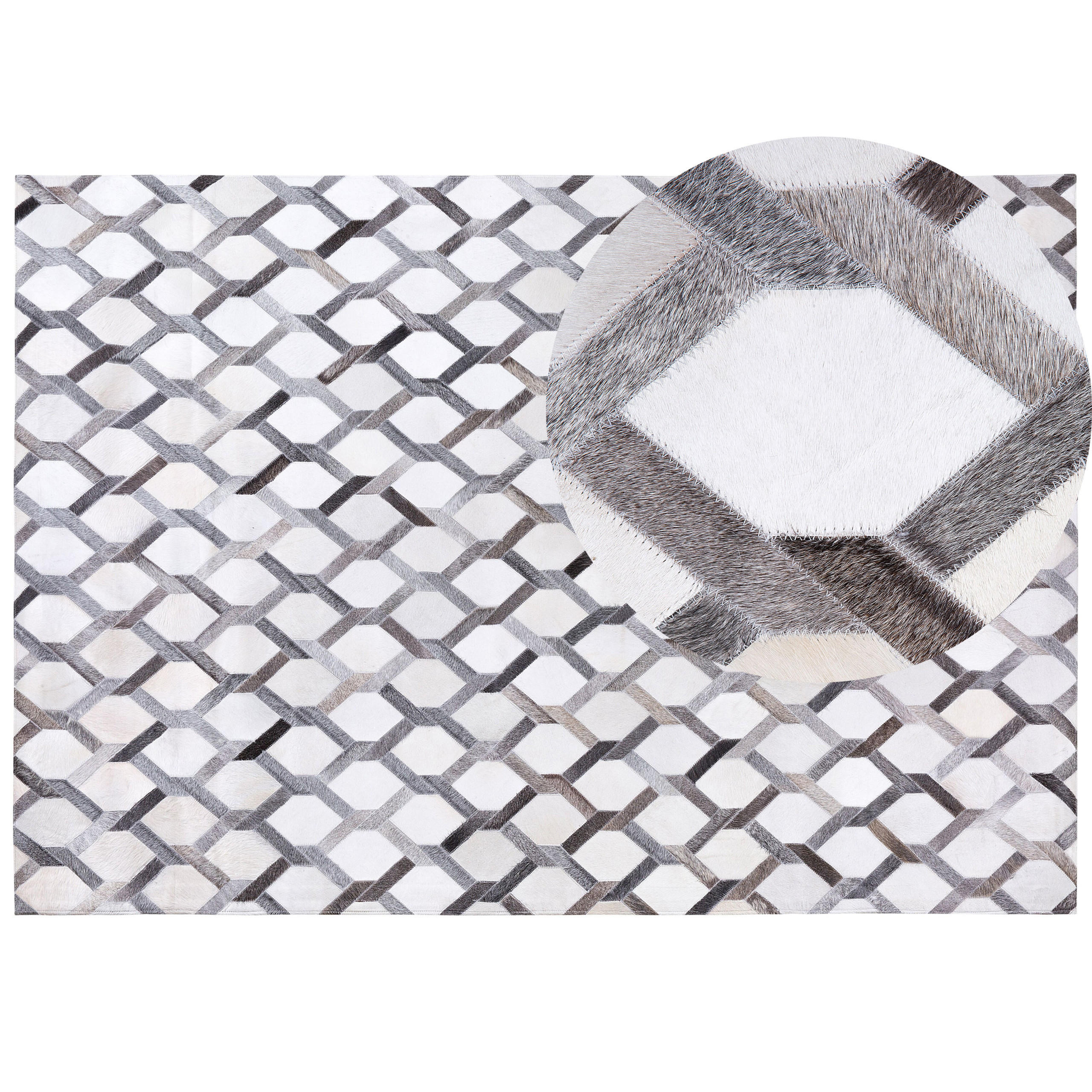 KURZFLOR-TEPPICH Aydin 230/160 cm - Grau, Fell (160/230cm) - Beliani