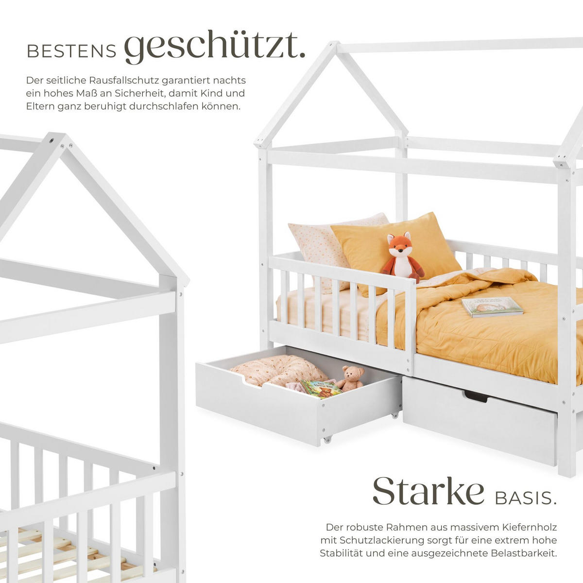 KINDERBETT Hailey, 80 x 160 cm, inklusive Rolllattenrost, weiß - Weiß, Holz - tectake