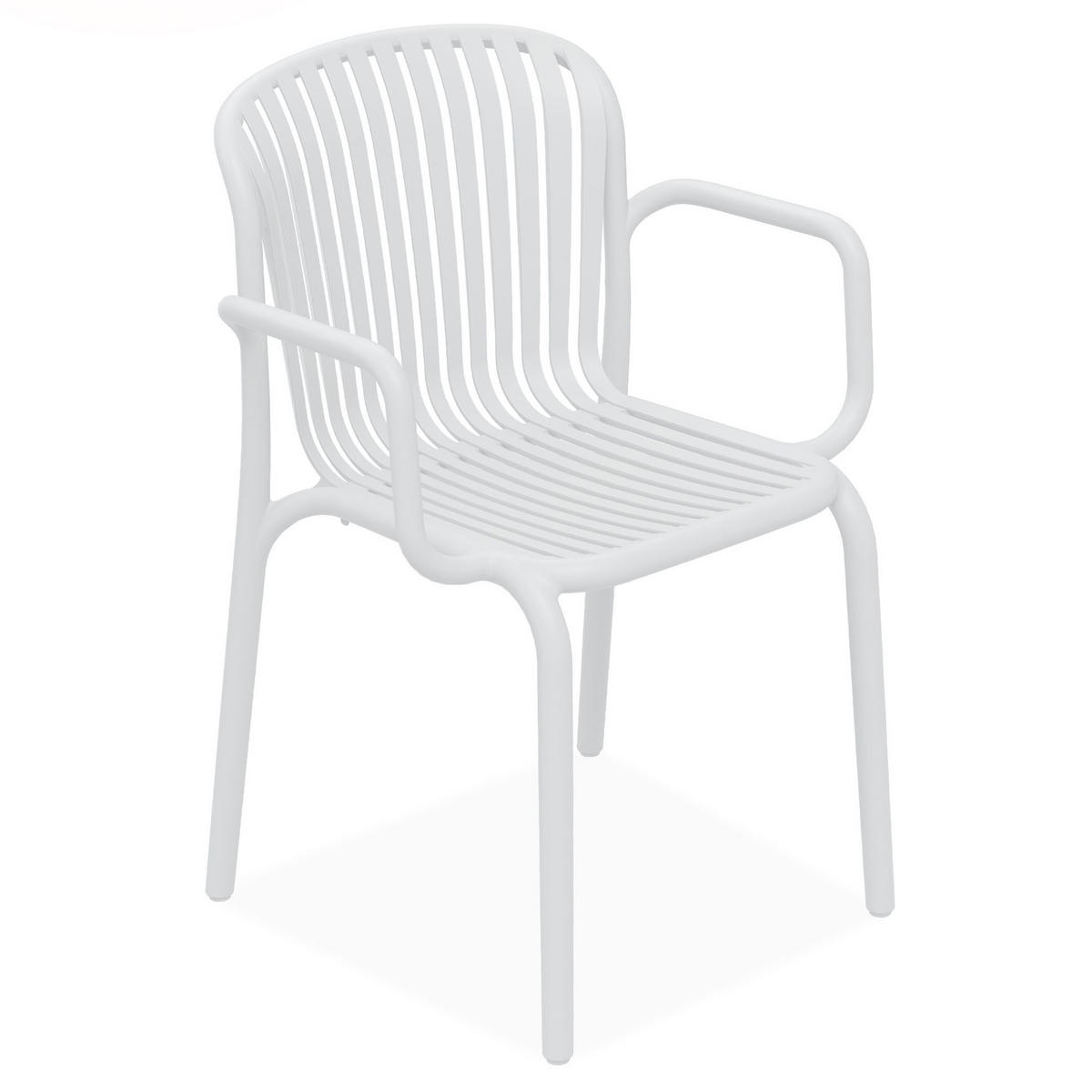 GARTENSTUHL FICCARI 4-er Set, Weiß - Weiß, Kunststoff (57.5/82.5/53cm) - KONSIMO®