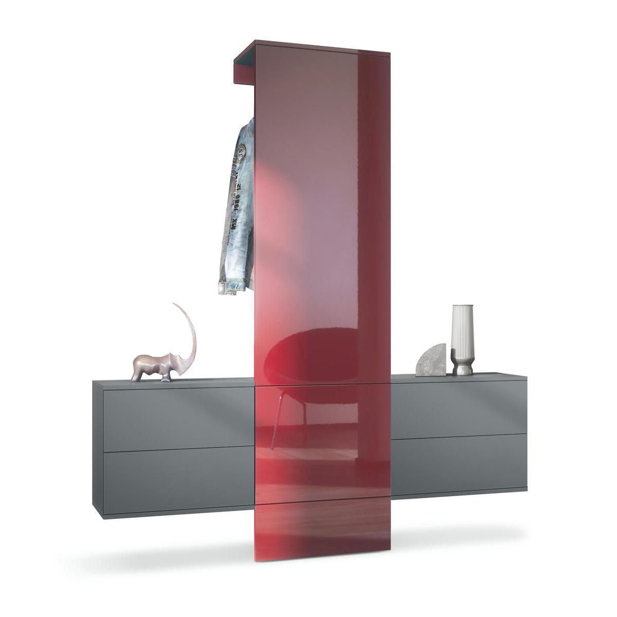 GARDEROBE Carlton Paneel in Bordeaux Hochglanz - Bordeaux, Holzwerkstoff (157/193/35cm) - Vladon