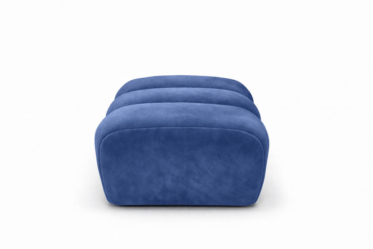 POUF modular, Veloursstoff Bluvel, Tintenblau, CROISSANT - Blau, Holz (105/44/70cm) - Kaiser Möbel